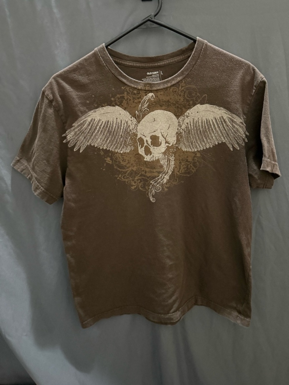 Old Navy Brown Crewneck Graphic Tee with White Print